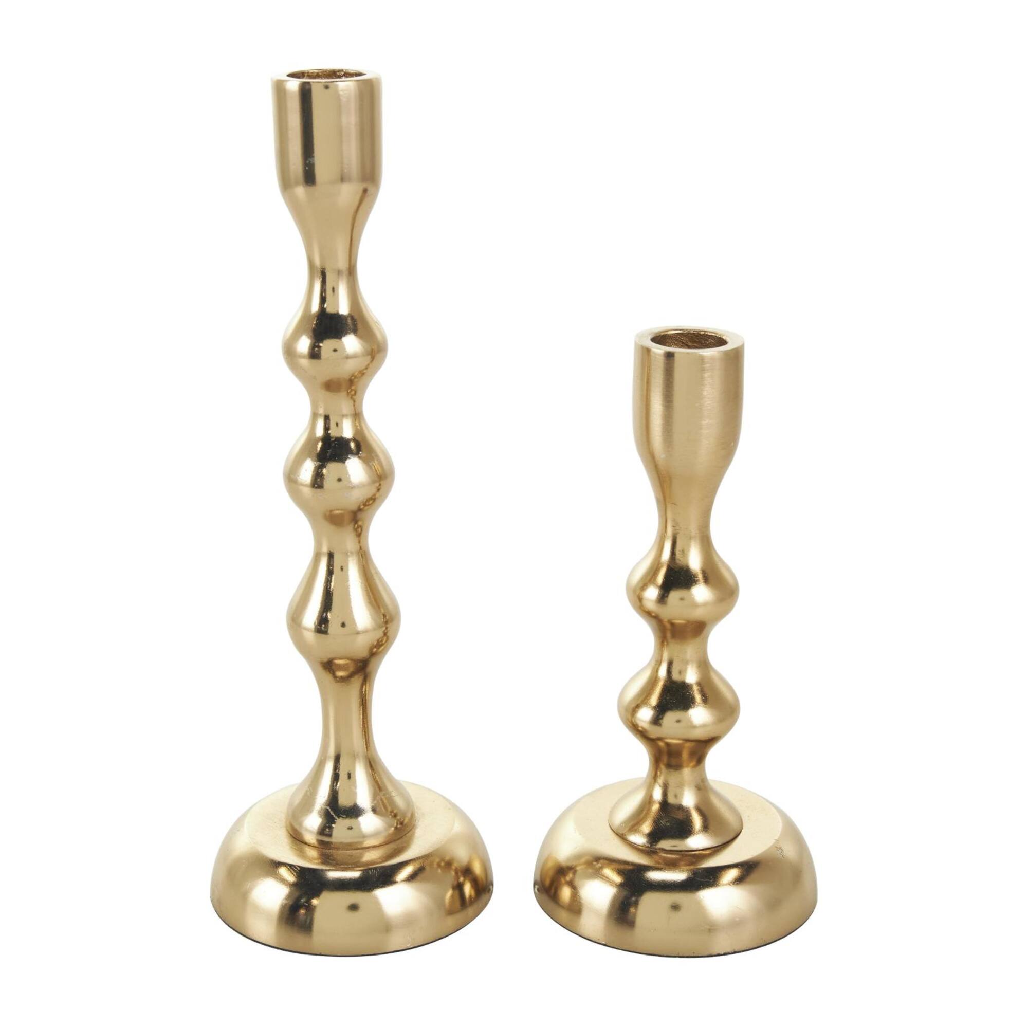 Contemporary Aluminum Taper Candle Holder Set